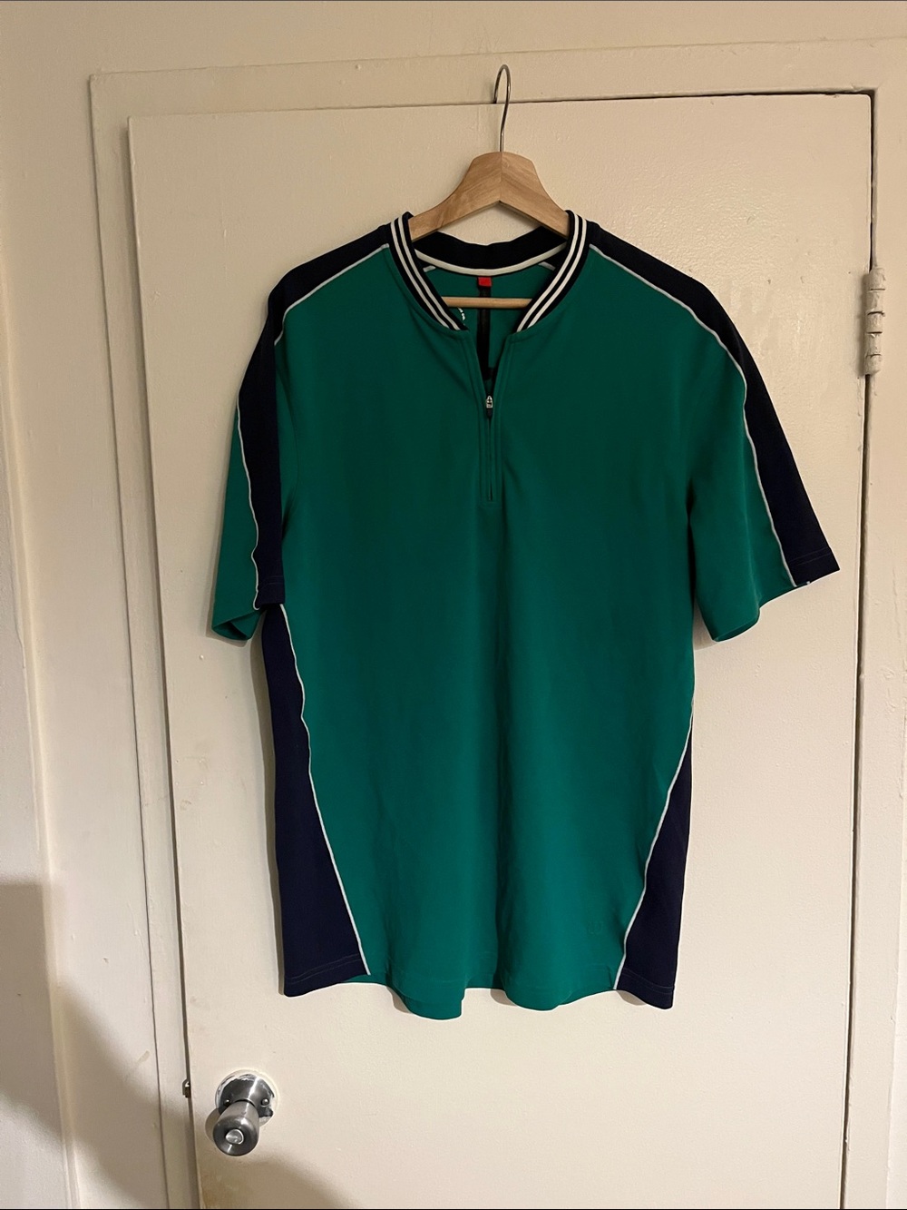 Wilson Green and Navy Short-Sleeve Zip Polo